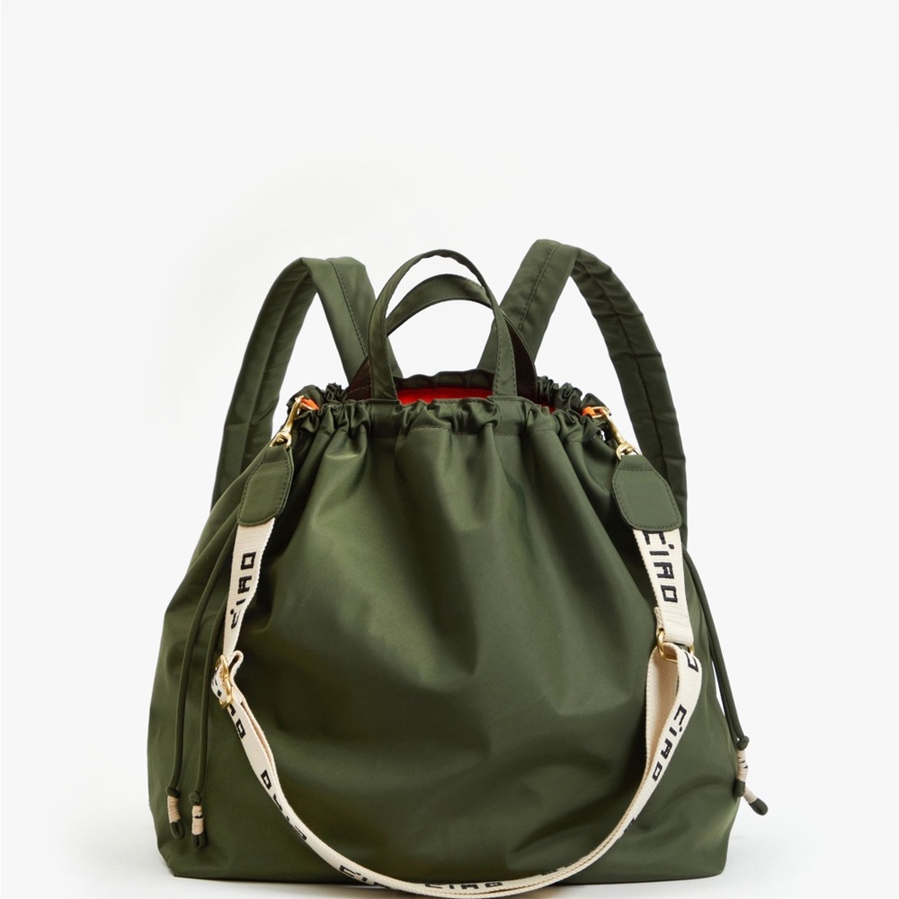 Clare V. Sac Tout Backpack. Army Recycled Nylon.